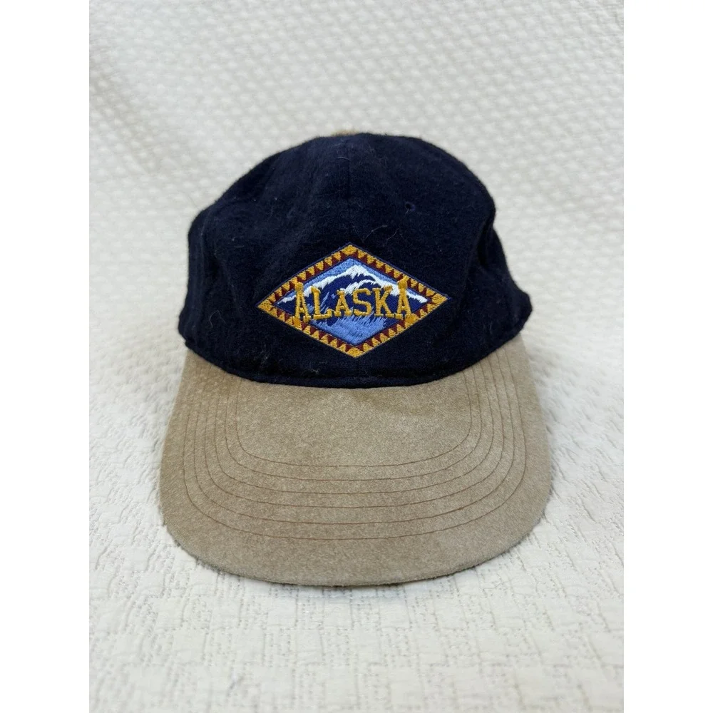 Vintage Alaska Outdoor Embroidered Wool Suede Hat‎ Rare Multicolor USA Mountains